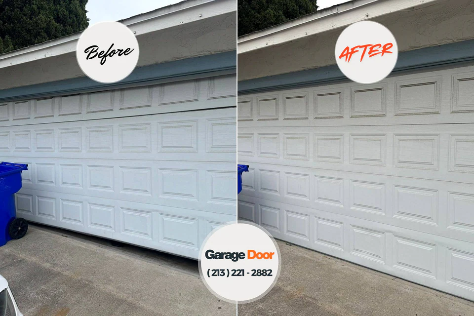 Before and after: garage door repair Red Lick, TX